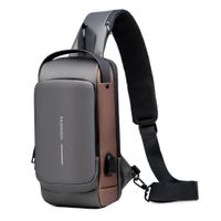 Morral perchera  para hombre bandolera cruzada con seguro - Gris con Marron