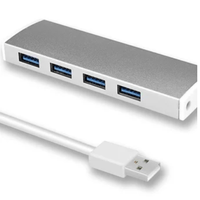 Hub 4 Puertos Usb 3.0 5gbps Aluminio Con Indicador Led Eazy - PLATEADO