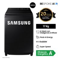 Lavadora Samsung 17KG AI Wash EcoBubble WA80F17S8BPE Negra