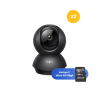 Kit de 2 Cámara de seguridad Tapo C201 Full HD + Micro SD 128GB Interior Vision Nocturna 360°