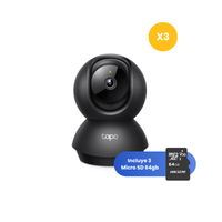 Kit de 3 Cámara de seguridad Tapo C201 Full HD + Micro SD 64GB Interior Vision Nocturna 360°