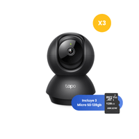 Kit de 3 Cámara de seguridad Tapo C201 Full HD + Micro SD 128GB Interior Vision Nocturna 360°