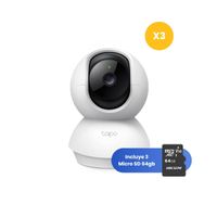 Kit de 3 Cámara de Seguridad Tapo C200C Full HD + Micro SD 64GB Wi-Fi interior 360º - Tplink
