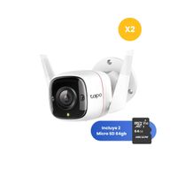 Kit de 2 Cámara de seguridad para exteriores Tapo C310 2K 3MP + Micro SD 64GB Lente Fijo Exterior -