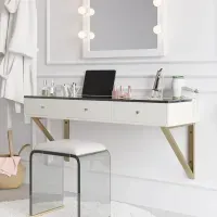 Tocador Flotante Romero con vidrio color Blanco TU MESITA