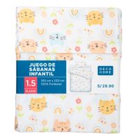 Sábanas DECO HOME Kitty Cat 1.5 Plazas D1