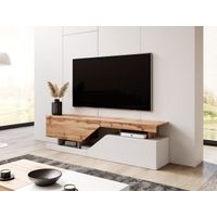 Mesa de Tv Moderna Alexis 2 puertas color Blanco/Roble TU MESITA