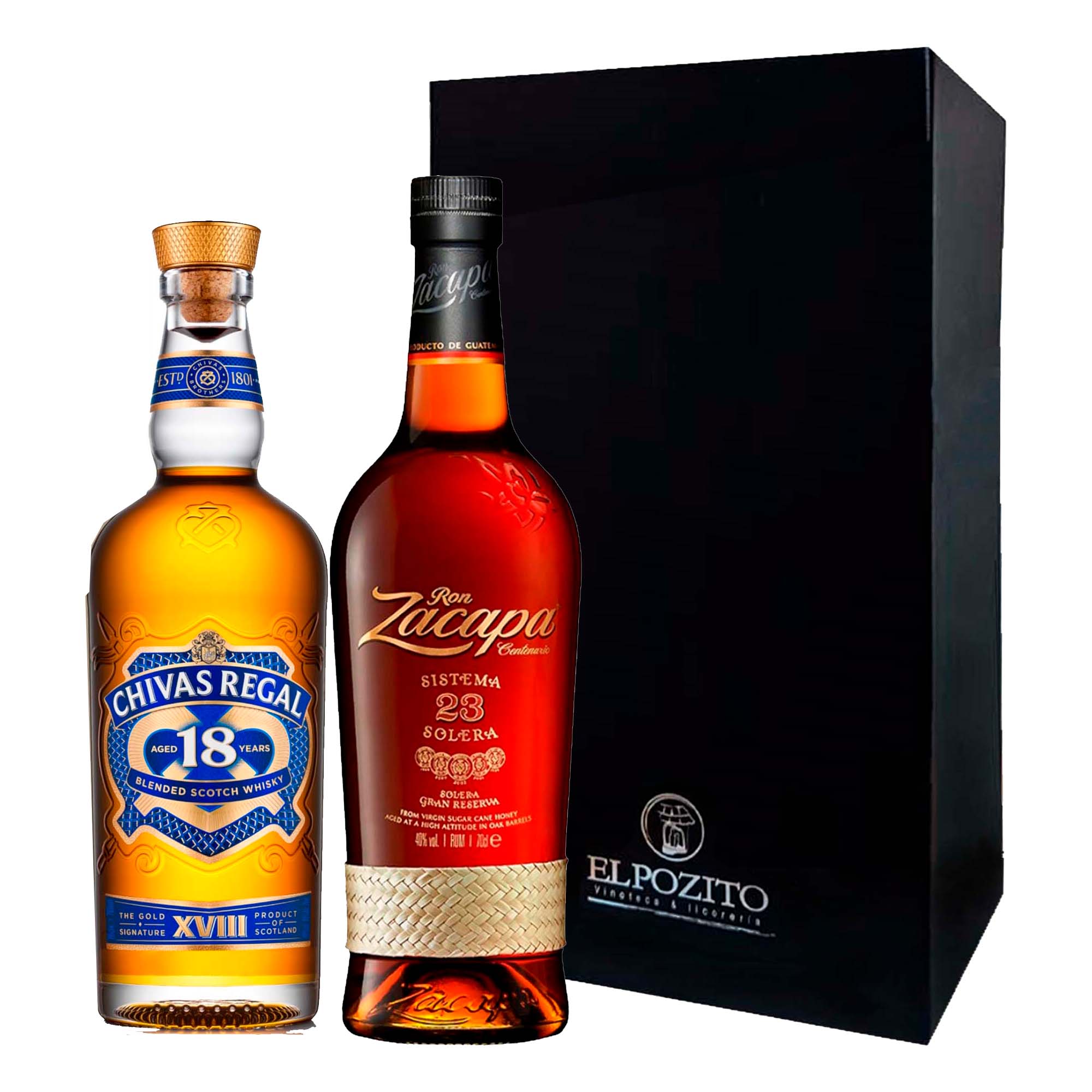PACK WHISKY CHIVAS REGAL 18 AÑOS 700ML + RON ZACAPA 23 AÑOS 750ML