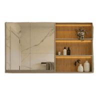 Mueble de Baño Flotante con Espejo y Luces Led Bennett Color Taupe/Roble Buralo TU MESITA