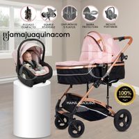 Coche Moisés Travel System «MADYN ULTRA» con Portabebé Rosado