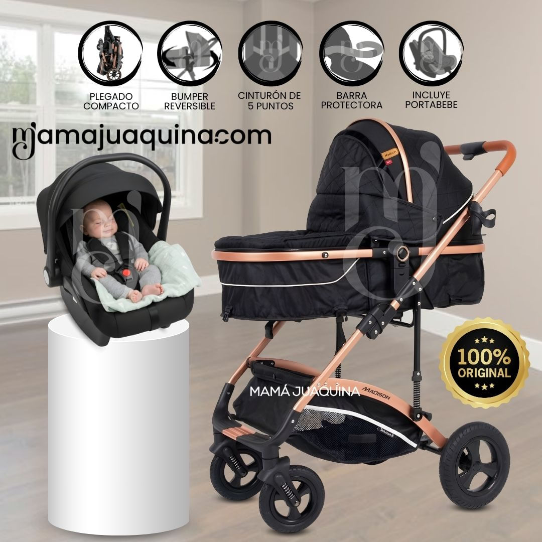 Coche Moisés Travel System «MADYN ULTRA» con Portabebé Negro