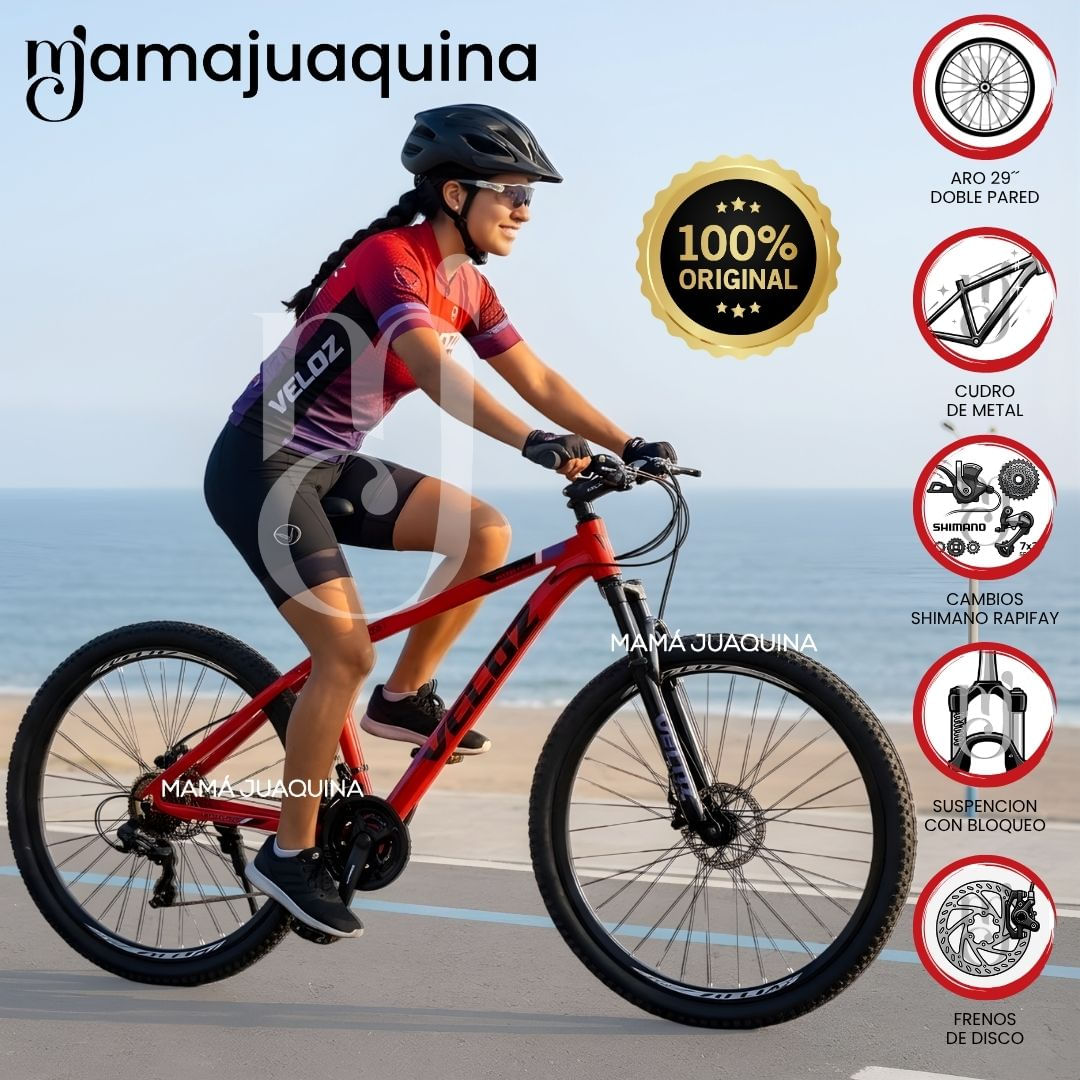 Bicicleta Montañera Deportiva Aro 29 «VELOZ HYDRAX» Rojo
