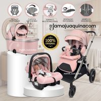 Coche Moisés Travel System «TAURO MAX» con Porta Bebé Rosado
