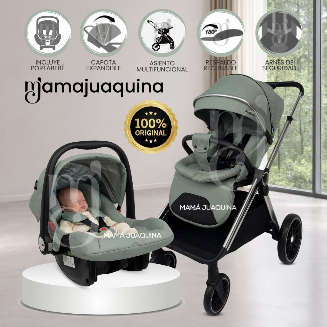 Coche Moisés Travel System «TAUROX» con Porta Bebé Verde