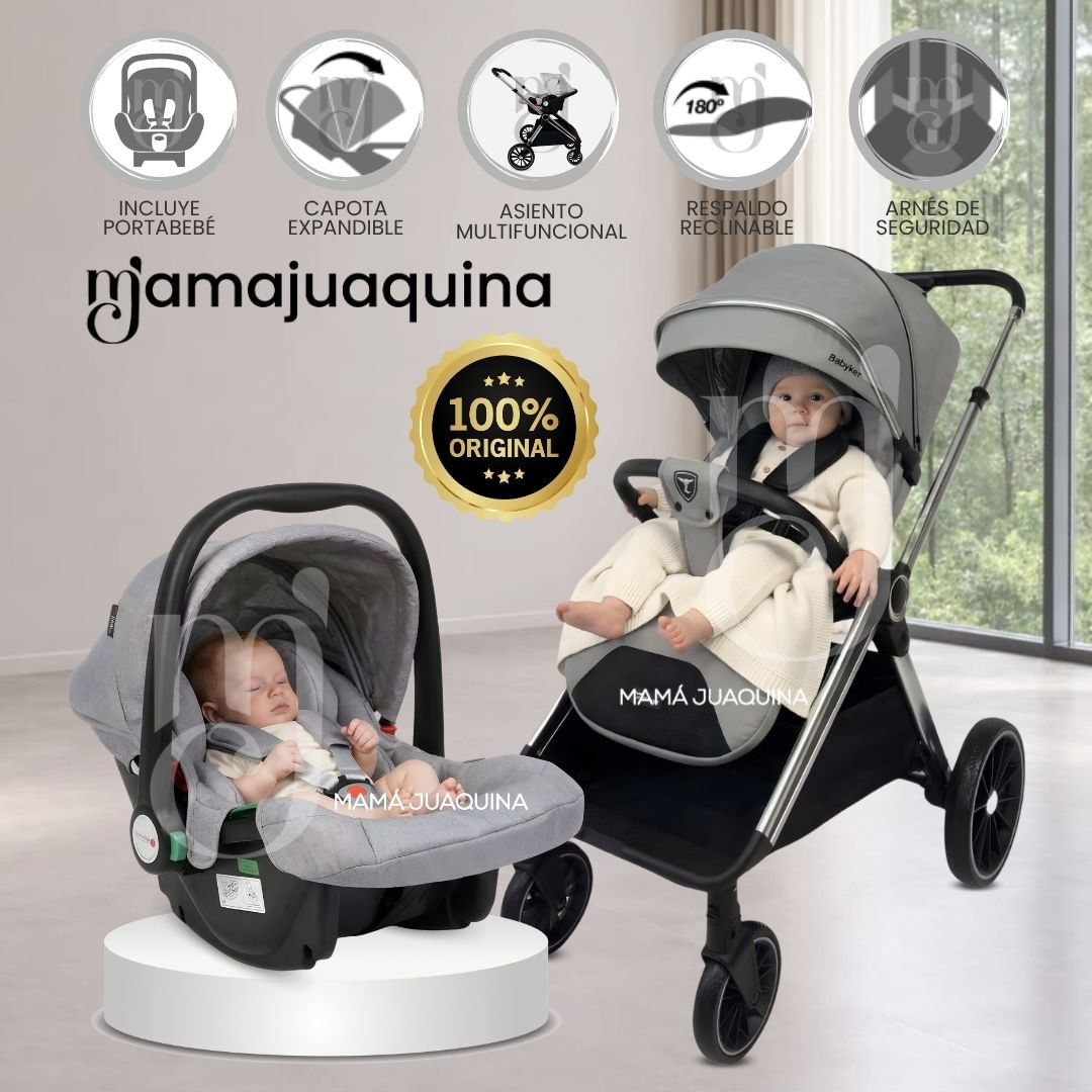 Coche Moisés Travel System «TAUROX» con Porta Bebé Gris