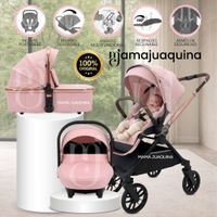 Coche Moisés Travel System «HELEN PLUS» con Sistema Adaptable & Porta Bebé Rosado
