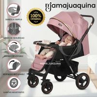 Coche Cuna de Lujo «ZARAGO» con Mango Reversible Rosado