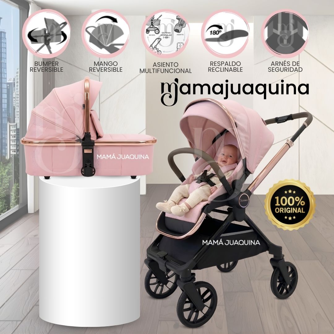 Coche Moisés Travel System «HELEN DUO» con Sistema Adaptable Rosado