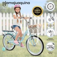 Bicicleta Campera para Niña Aro 16 «BETTY II» con Canasta Celeste