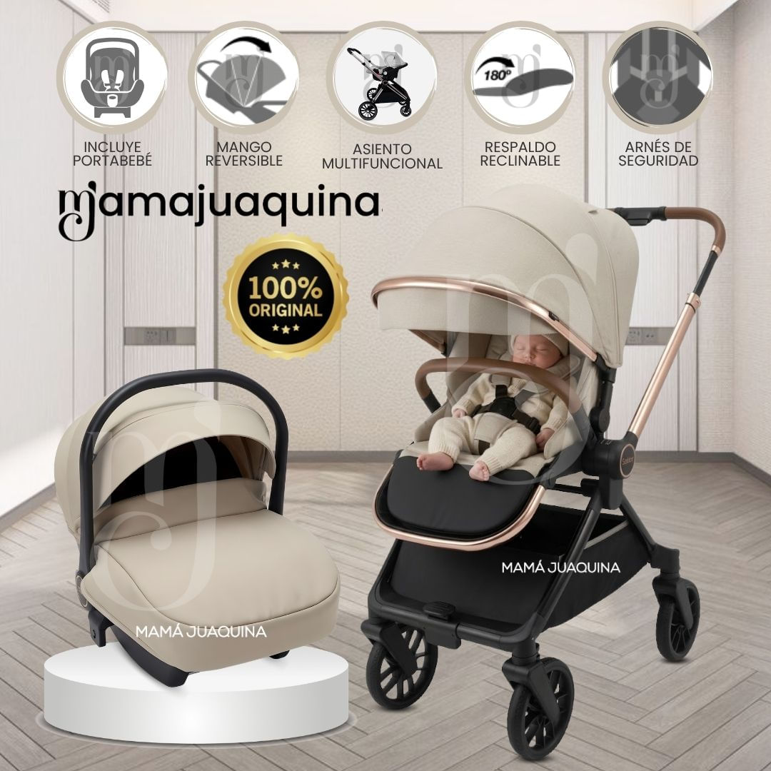Coche Moisés Travel System «HELEN MIX» con Porta Bebé Beige