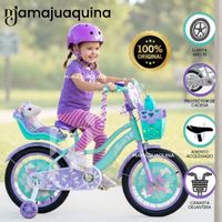 Bicicleta Campera para Niña Aro 16 «ALANIS II» con Canasta Verde & Morado