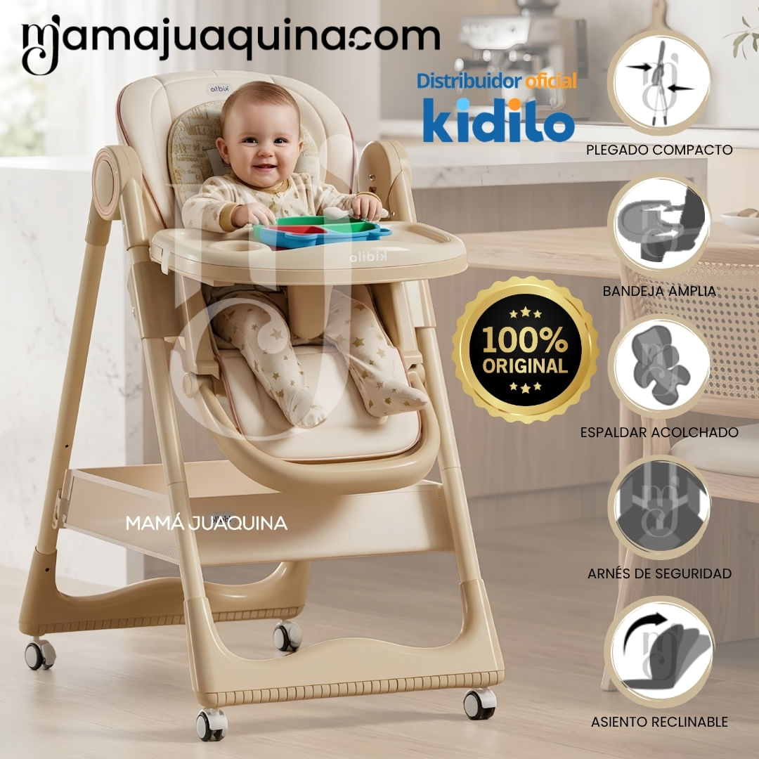 Silla de Comer Plegable «ARELY» Kidilo de Lujo Beige