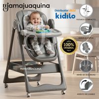 Silla de Comer Plegable «ARELY» Kidilo de Lujo Gris Oscuro
