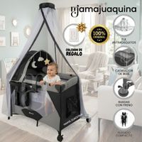 Cuna Corral de Lujo «IRIS» Gris con Colchón