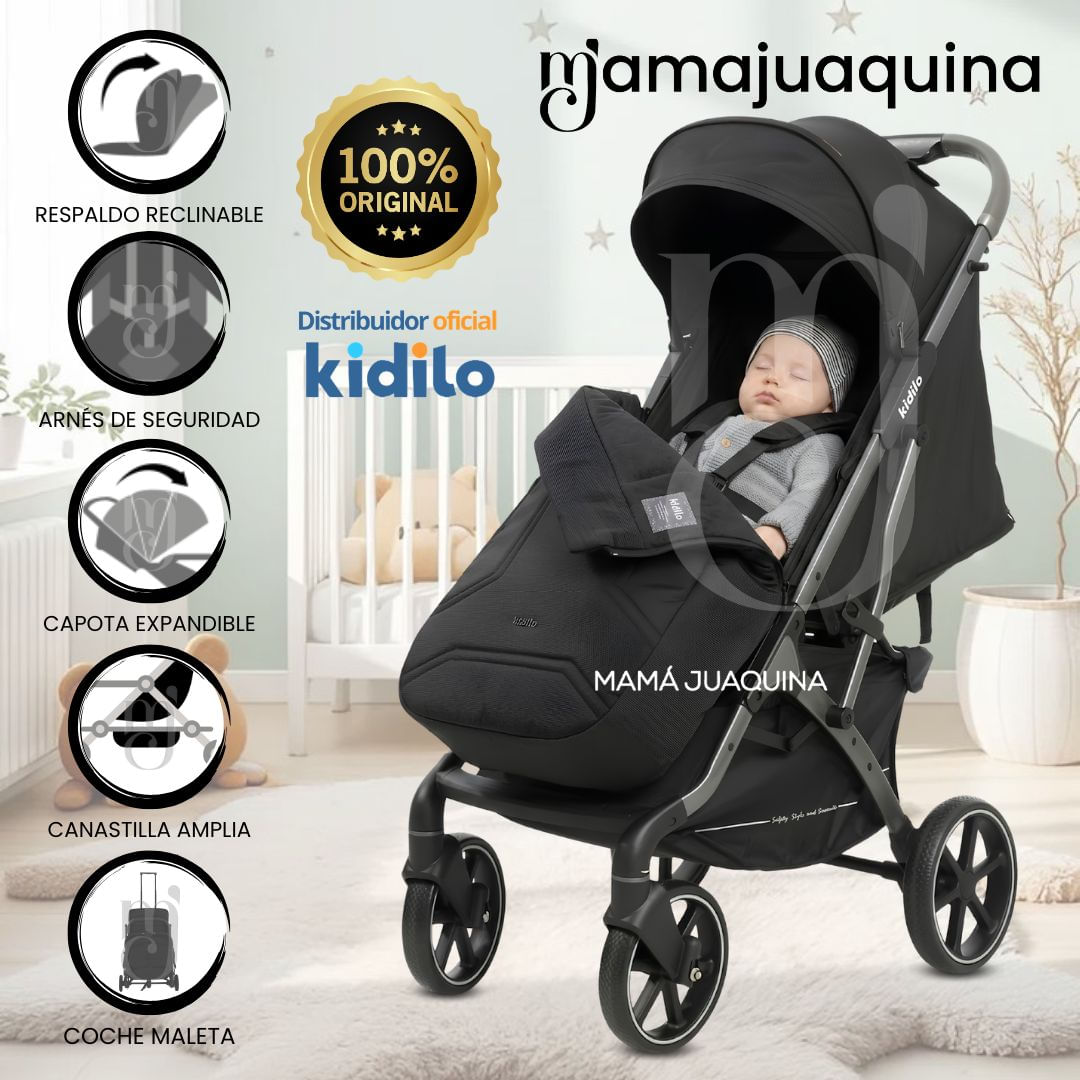 Coche Maleta de Paseo Kidilo «INDIGO» Colección Exclusiva Negro