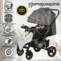 Coche Cuna de Lujo «ZARAGO» con Mango Reversible Gris oscuro