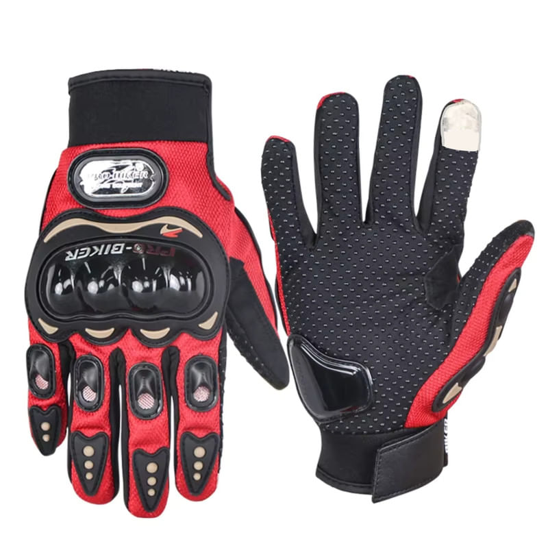 Guantes para Moto Dedo Completo y Táctil Guantes Protector Rojo Talla XL