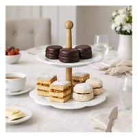 PORTA BOCADITOS CUPCAKE Y POSTRES DE LOZA DE 2 PISOS