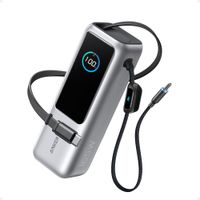 Anker Power Bank Silver (25K, 165W, Built-In USB-C and Retractable Cable)