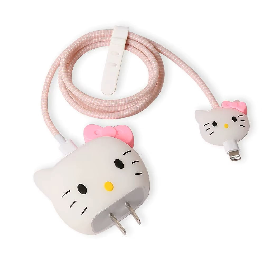 Funda Protectora de Silicona para Cargador 20W Iphone Hello Kitty Rosa