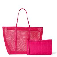 SET DE BOLSO TOTE Y NECESER VICTORIA’S SECRET MESH PINK