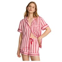 PIJAMA CORTA DE SATIN VICTORIA’S SECRET ROJO A RAYAS TALLA M