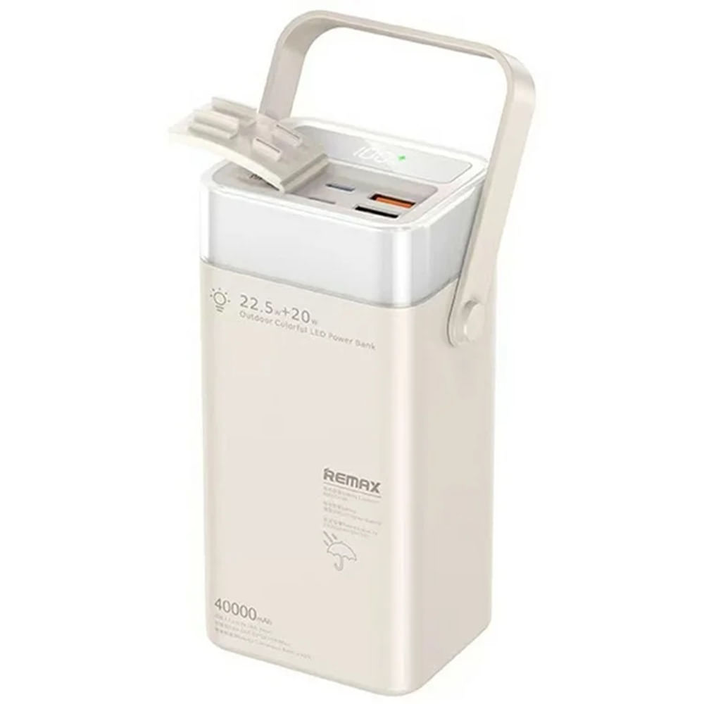 CARGADOR PORTÁTIL REMAX LUZ LED 40000mAh PD20W+QC22.5W RPP-596 BLANCO