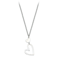 Collar con dije doble de corazon - Plata 925