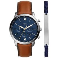 Reloj Fossil Neutra FS5708SET Fecha Cronómetro Correa de Cuero Marron Set con Pulsera