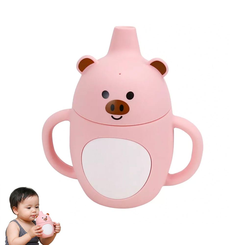 Vaso de Silicona Anti Derrame Cerdito Rosado Para Bebe Baby Froggie