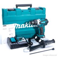 Taladro Percutor Inalámbrico Makita LXT 18V 1/2"" 91 Nm DHP458RFE 2Baterías x 3.0 Ah + Cargador