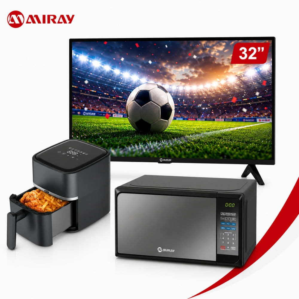 Combo Miray TV 32” Google TV HD + Microondas 20L + Freidora de Aire 3L