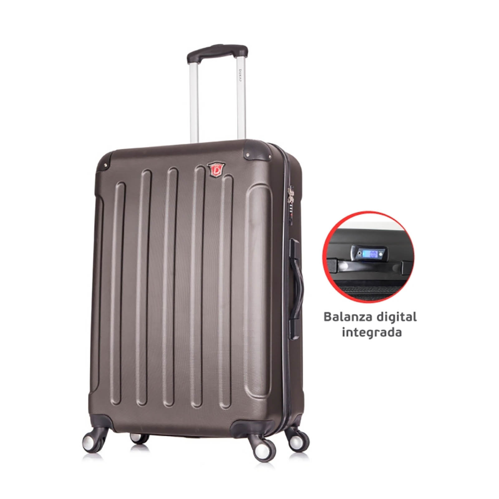 MALETA DE VIAJE 23 KG INTELY GRIS OSCURO BALANZA INTEGRADA