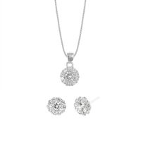 Set de Collar y Aretes Rosetas Plata 925