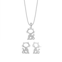 Set de Collar Y Aretes Gato Plata 925
