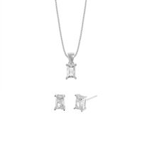 Set de Collar y Aretes Rectangular Plata 925