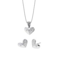 Set de Collar Y Aretes Corazón Plata 925