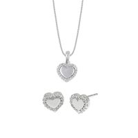 Set de Collar Y Aretes Corazón Plata 925