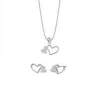 Set de Collar Y Aretes Corazón Plata 925