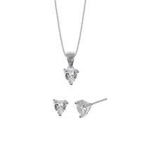 Set de Collar Y Aretes Corazón Plata 925